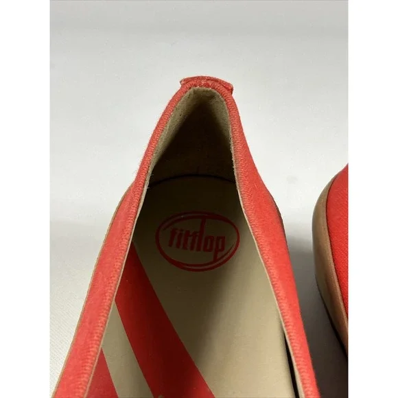 FitFlop Due Canvas Shoes Womens 5.5US 36EU Red Platform Toning Ballet Flats - Picture 7 of 11